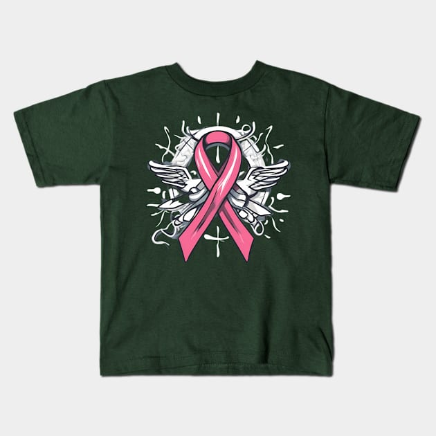 Cancer Ribbon Honoring the Chemo Nurses Kids T-Shirt by trubble